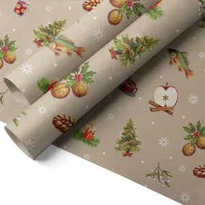 Weihnachtsgeschenkpapier - Traditionelle Weihnachten - 70 × 200 cm Karton (60 Rollen)